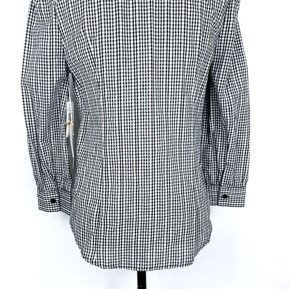 Court & Rowe Rich Black White Gingham Button Front Collared Shirt - Picture 10 of 13